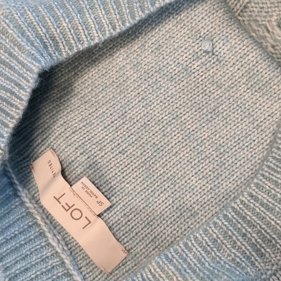 Loft Cable and Popcorn Stitch Raglan Sleeve Crewneck Teal Sweater SP - Picture 8 of 9